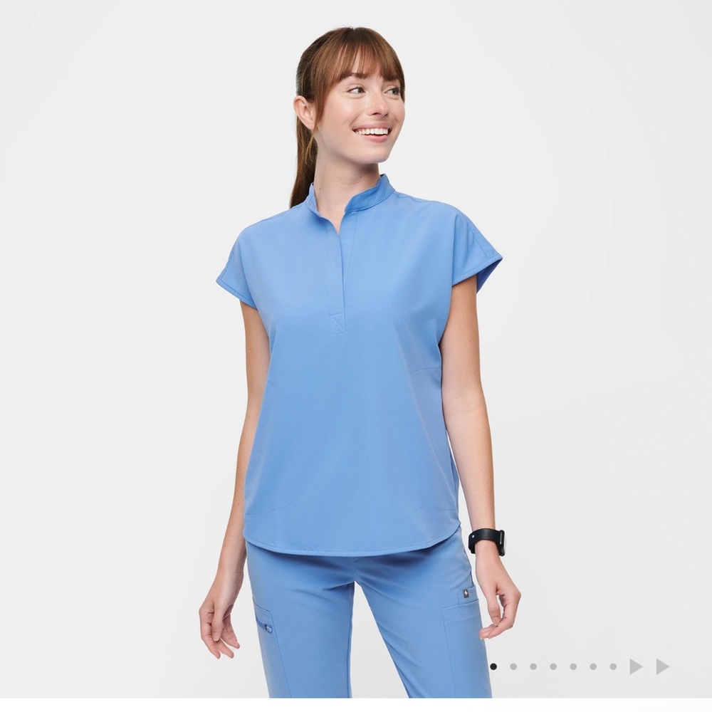 Figs Rafaela Scrub Top Blue Ceil